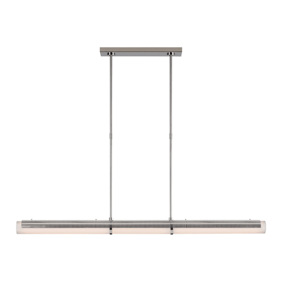 Precision Large Linear Chandelier - Polished Nickel with White Glass