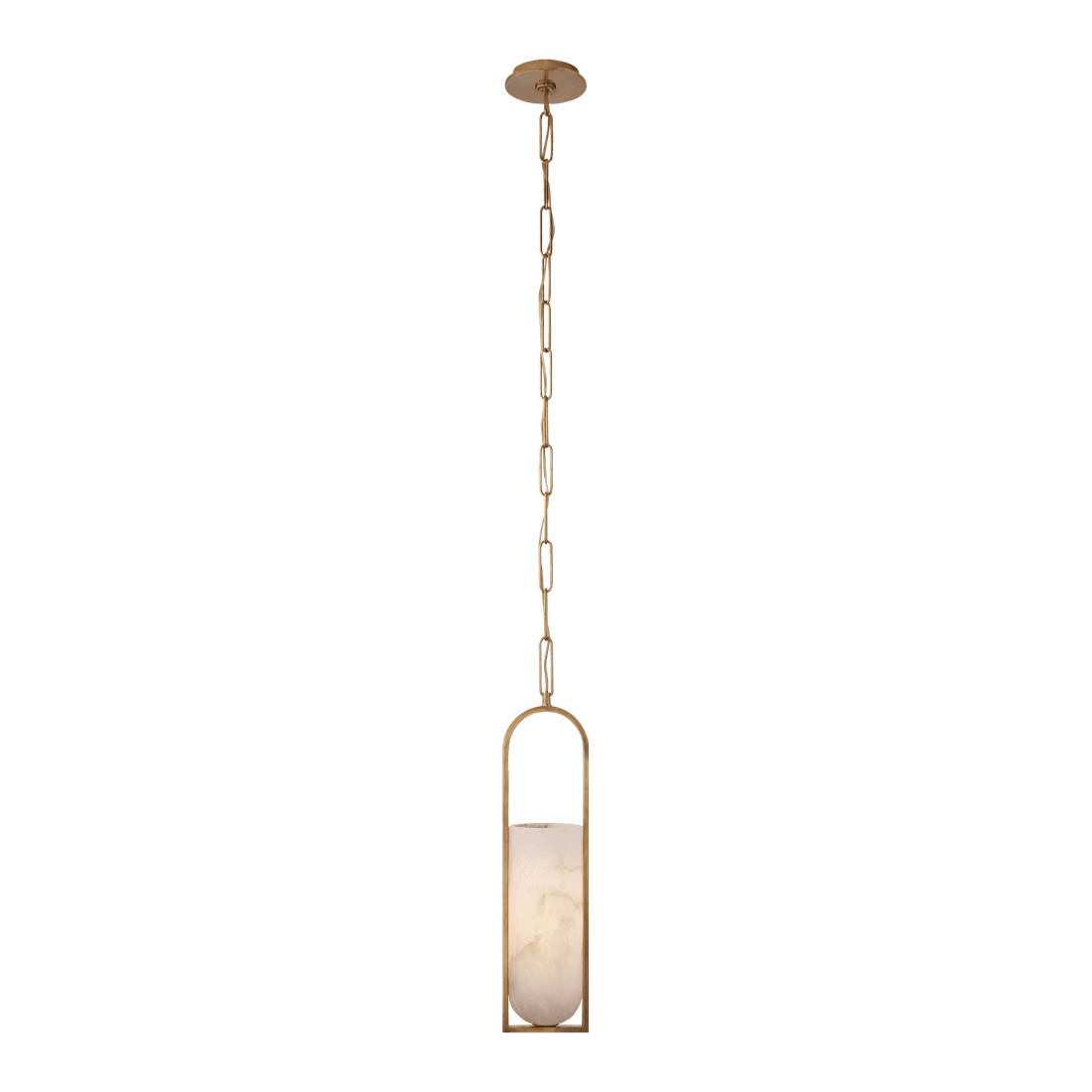 Melange Small Elongated Pendant - Antique-Burnished Brass with Alabaster Shade