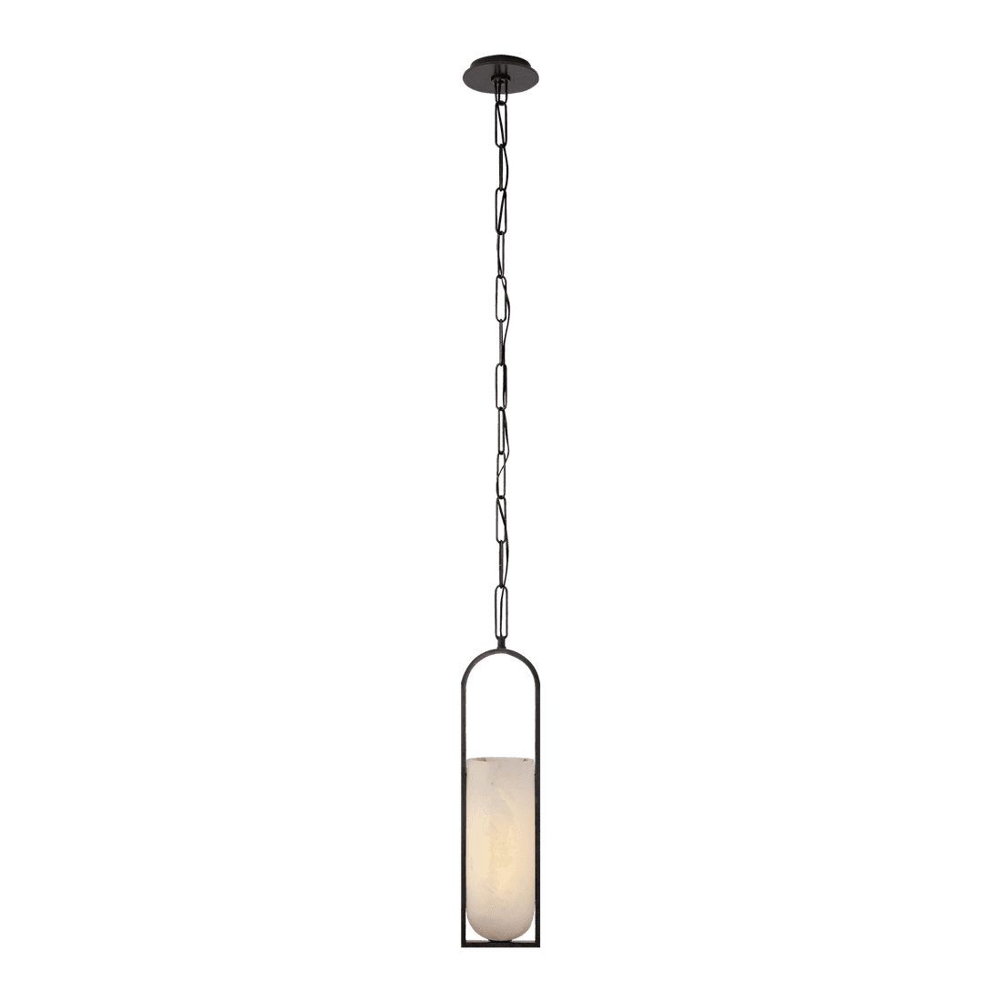 Melange Small Elongated Pendant - Bronze with Alabaster Shade