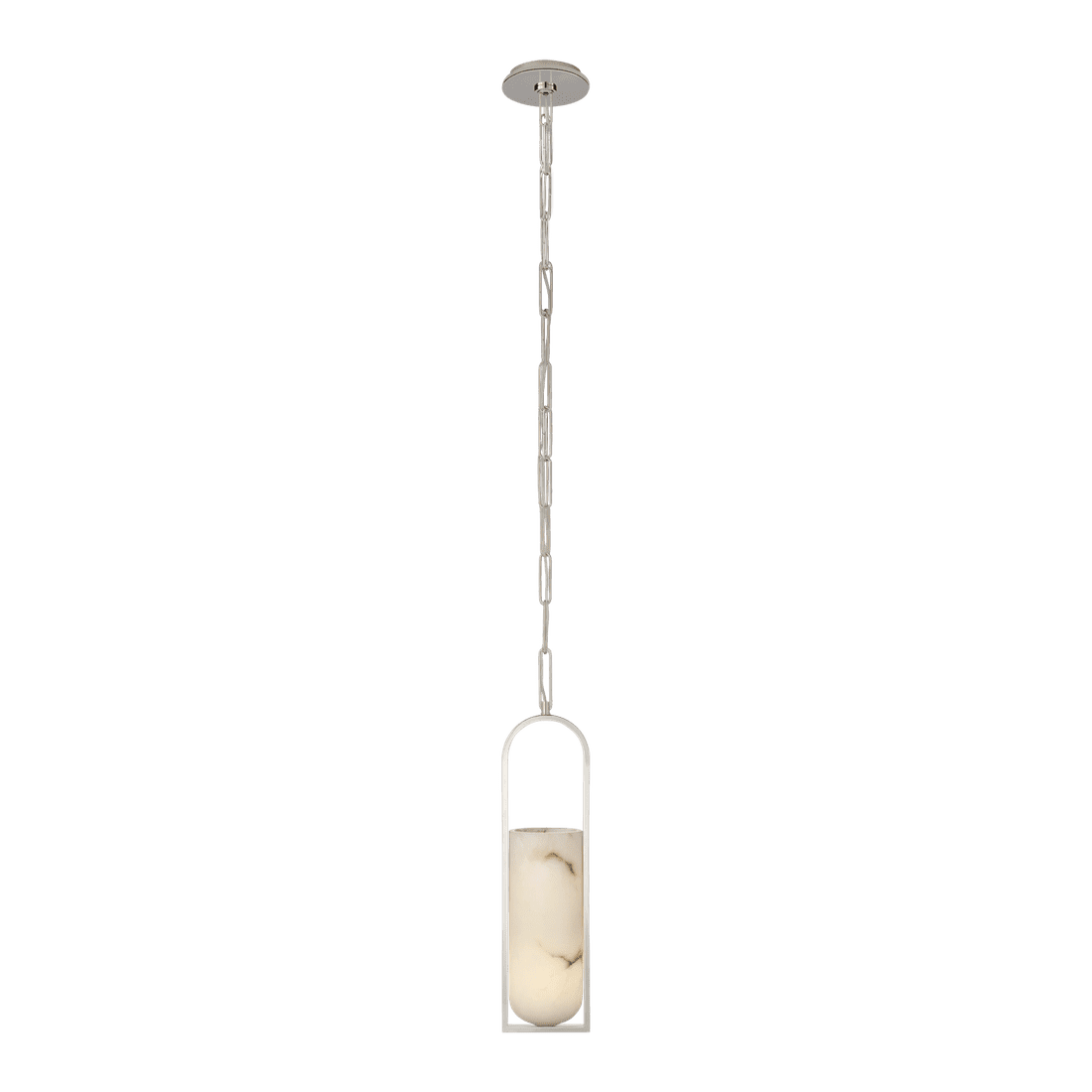 Melange Small Elongated Pendant - Polished Nickel with Alabaster Shade