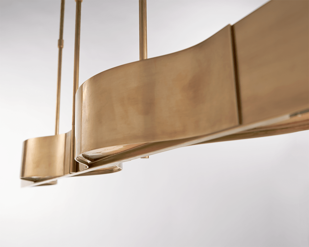 Avant Large Linear Pendant - Antique-Burnished Brass with Frosted Glass