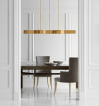 Avant Large Linear Pendant - Antique-Burnished Brass with Frosted Glass