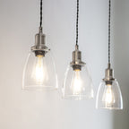 Trio of Hoxton Domed Pendant Light - Satin Nickel