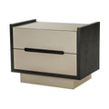 Antara Bedside Table - Taupe Leather Matte Black | Outlet