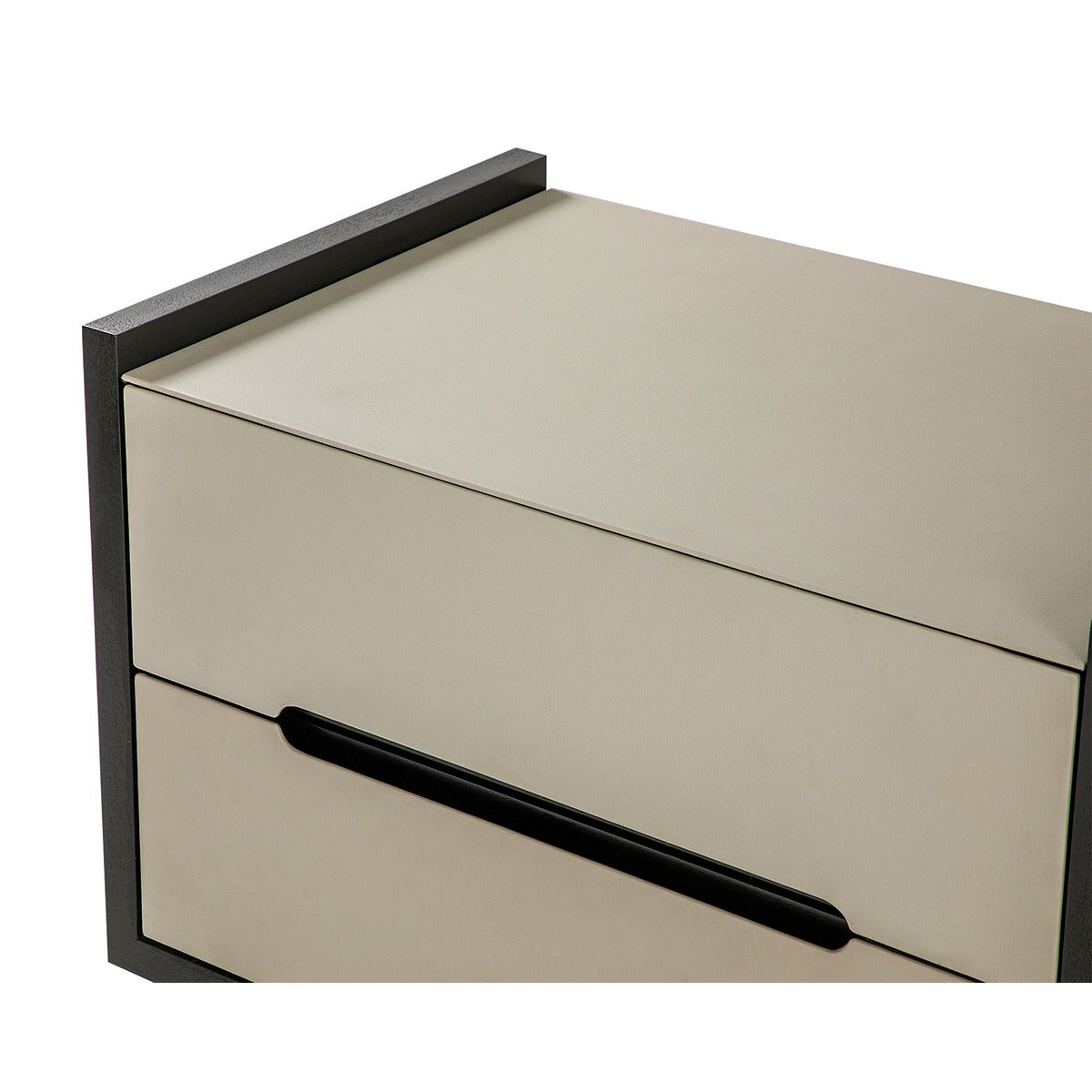 Antara Bedside Table - Taupe Leather Matte Black | Outlet