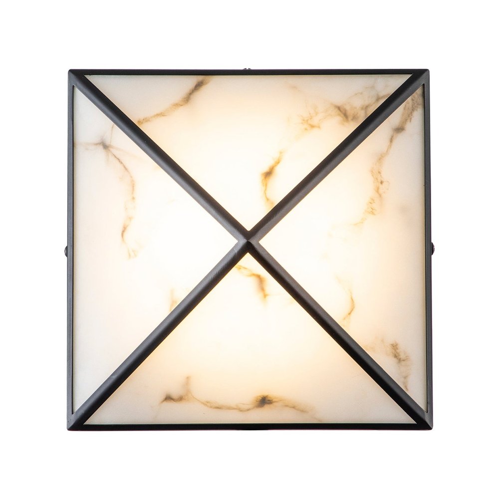 Abacus Wall Lamp - Black & Alabaster Effect