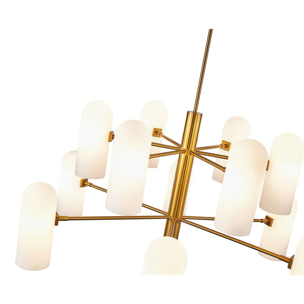 Pawson Chandelier - Brass & White Glass