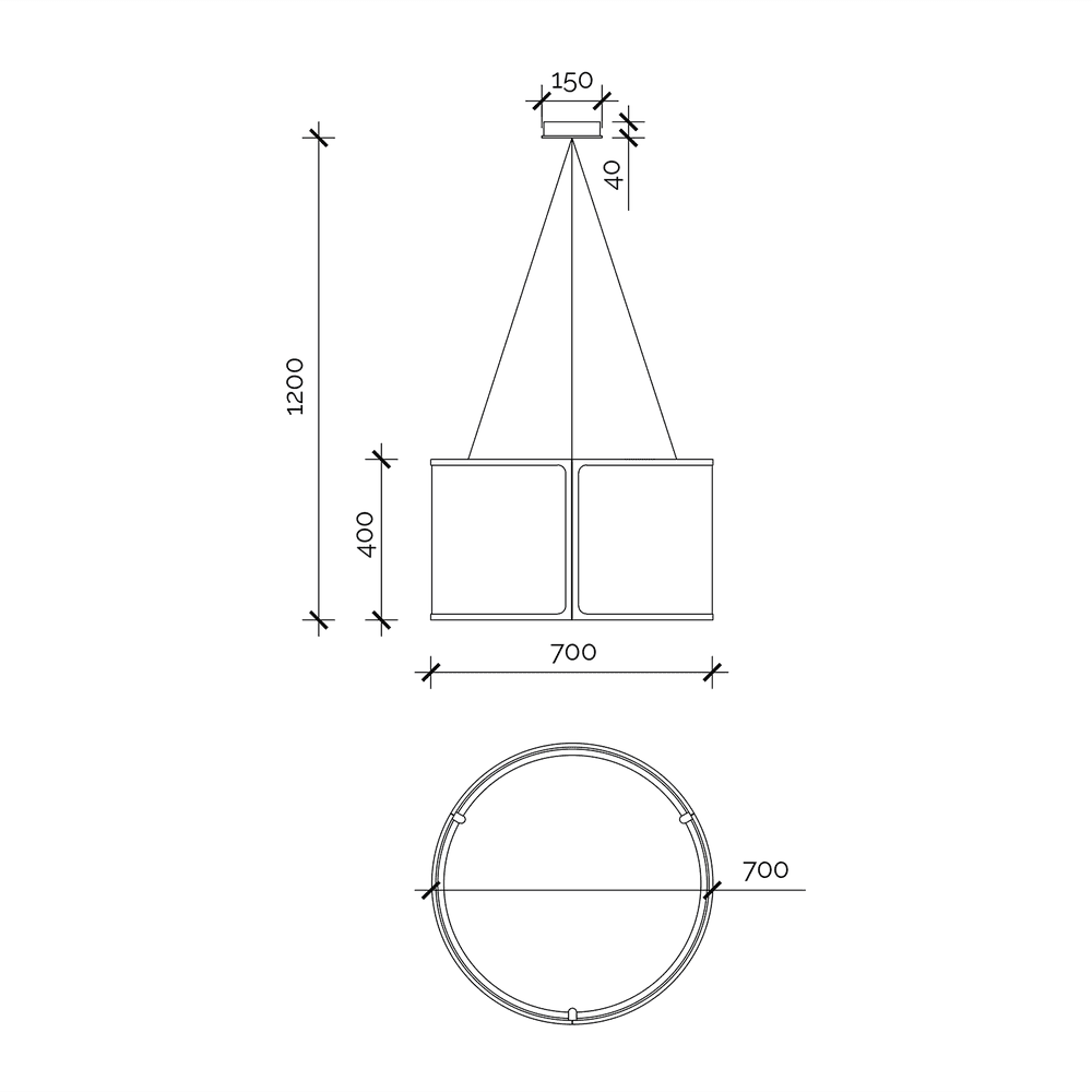 Baltimore Pendant Lamp - Matt Black & White Linen