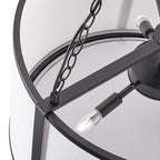 Baltimore Pendant Lamp - Matt Black & White Linen