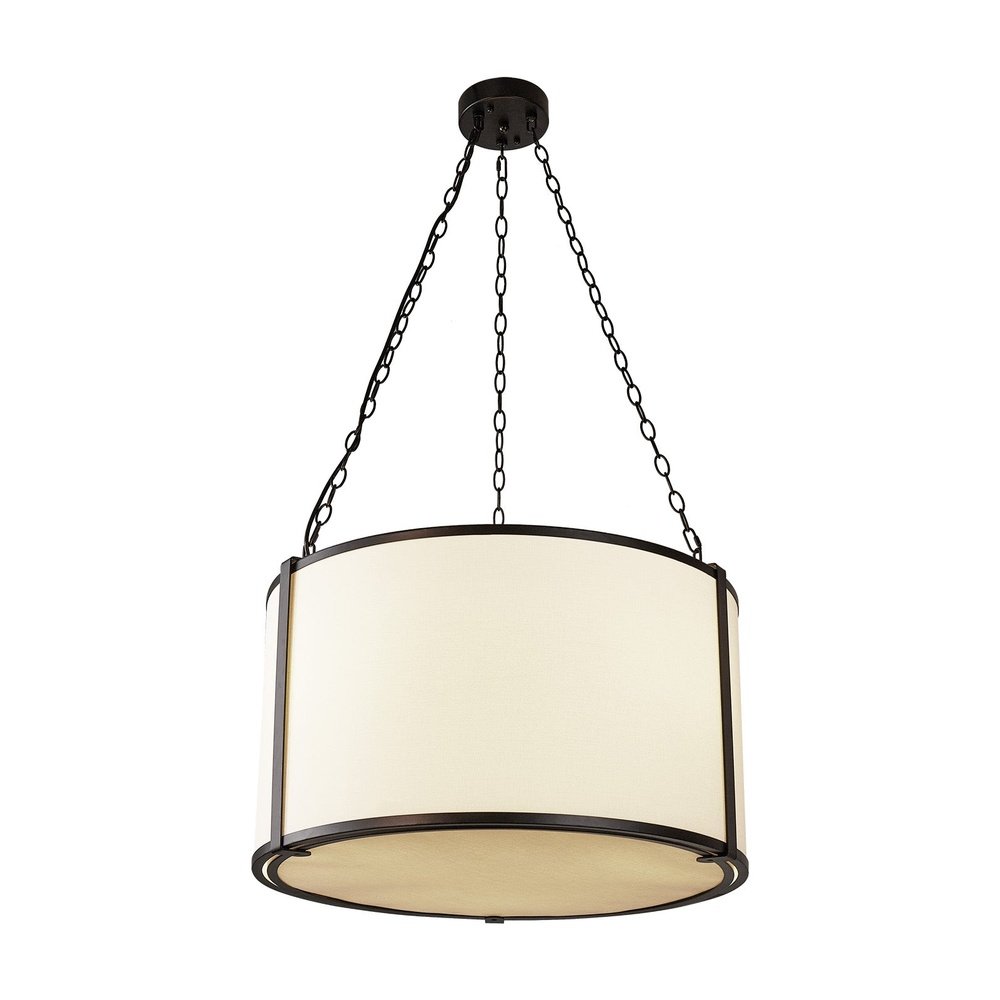 Baltimore Pendant Lamp - Matt Black & White Linen