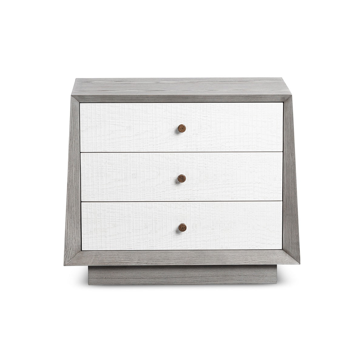 Otilia Bedside Table - Silver Grey & Off White Crown Cut