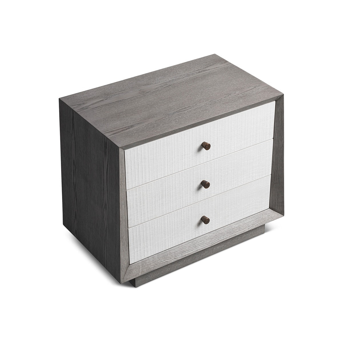 Otilia Bedside Table - Silver Grey & Off White Crown Cut