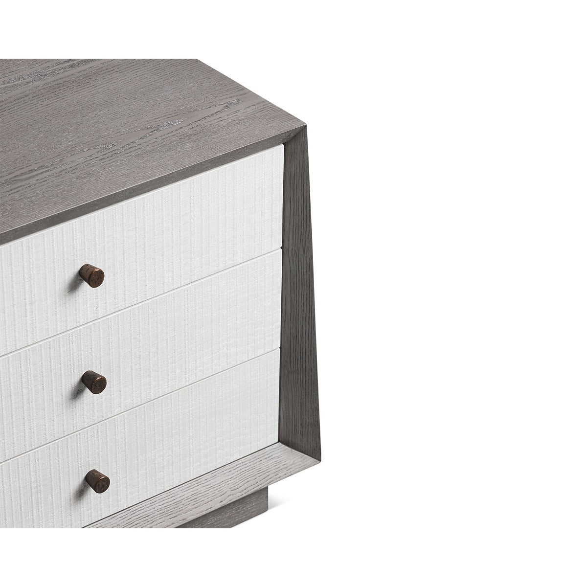 Otilia Bedside Table - Silver Grey & Off White Crown Cut