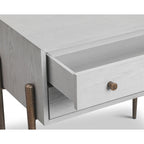 Nella Bedside Table - London Fog & Hammered Dark Bronze