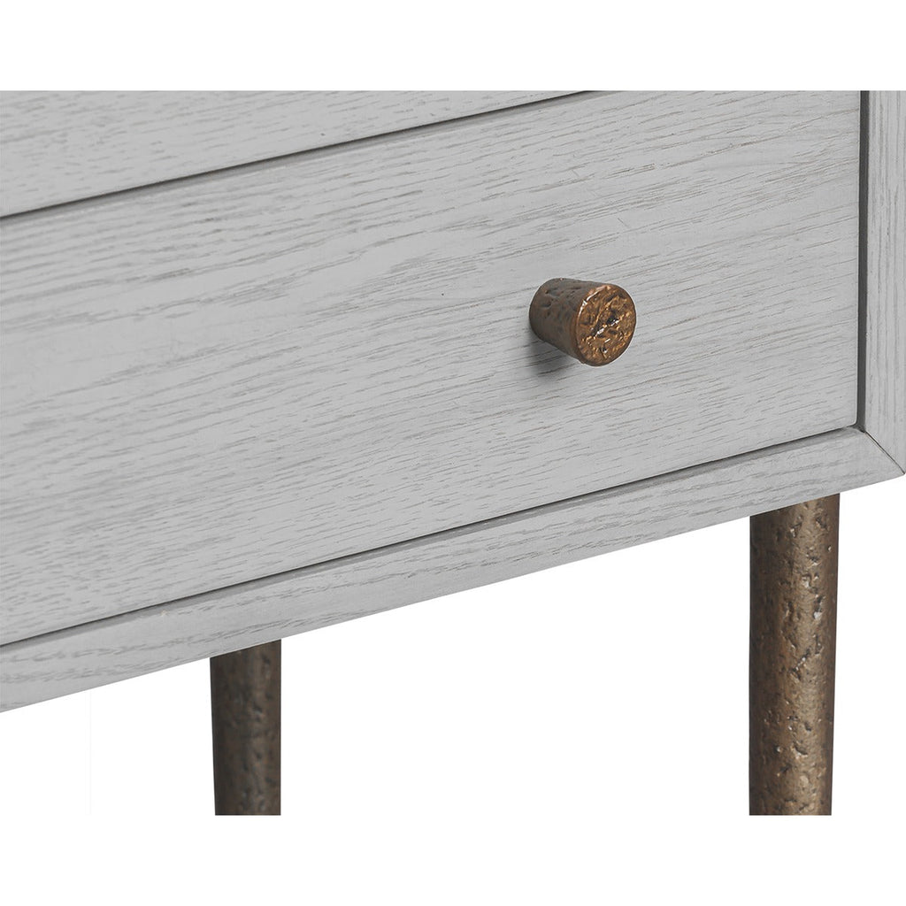 Nella Bedside Table - London Fog & Hammered Dark Bronze