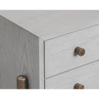 Nella Bedside Table - London Fog & Hammered Dark Bronze