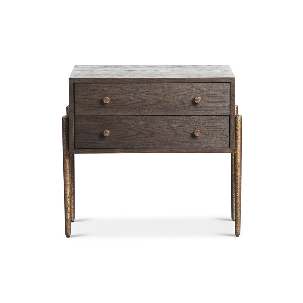 Nella Bedside Table - Dark Brushed Brown & Hammered Dark Bronze