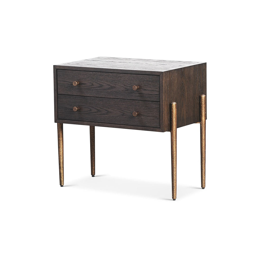 Nella Bedside Table - Dark Brushed Brown & Hammered Dark Bronze