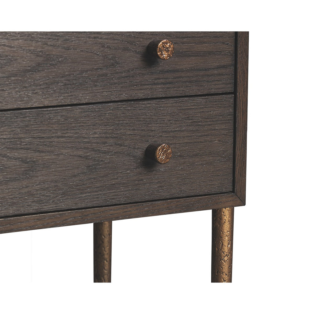 Nella Bedside Table - Dark Brushed Brown & Hammered Dark Bronze