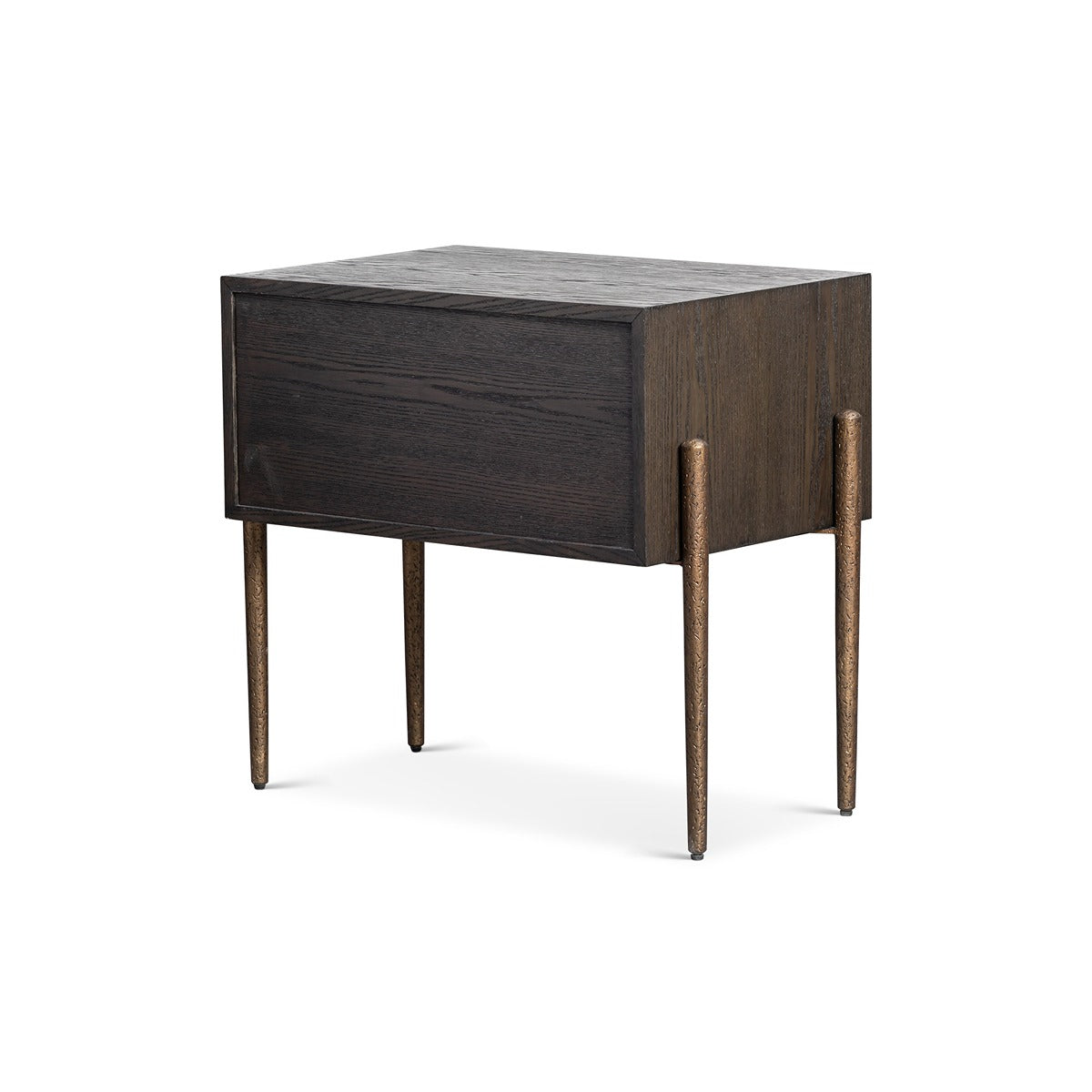 Nella Bedside Table - Dark Brushed Brown & Hammered Dark Bronze