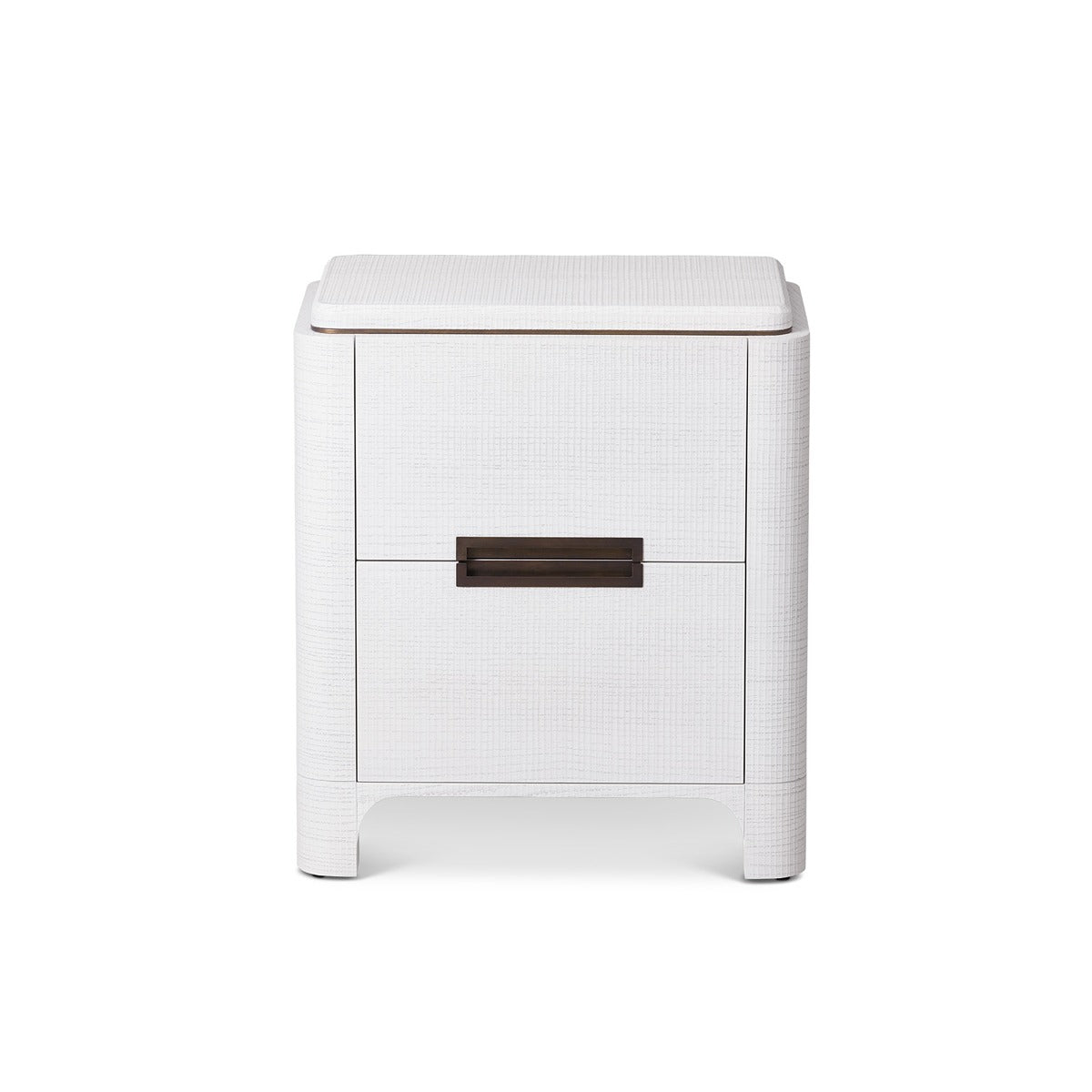 Vitros Bedside Table - White Saw Cut Oak & Antique Brushed Brass