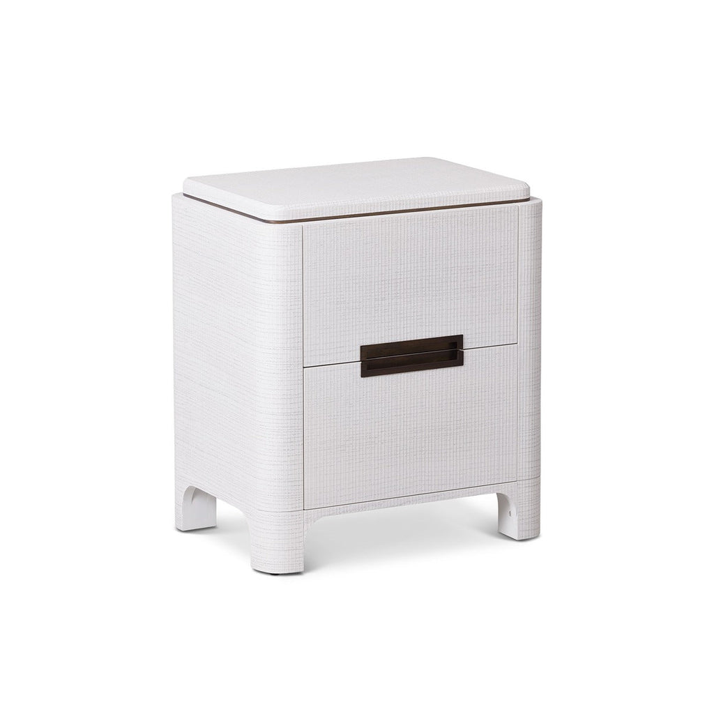 Vitros Bedside Table - White Saw Cut Oak & Antique Brushed Brass