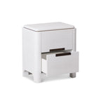 Vitros Bedside Table - White Saw Cut Oak & Antique Brushed Brass