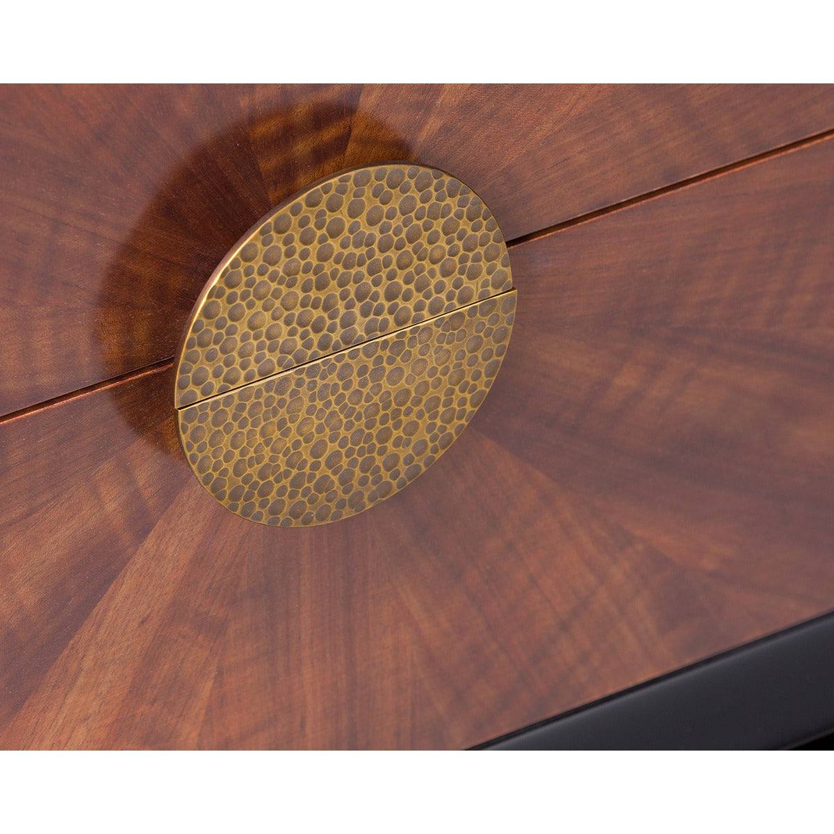 Beverly 2 Drawer Bedside Table - Brown Wood & Hammered Brass