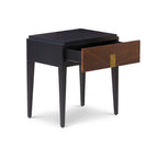 Beverly 1 Drawer Bedside Table - Brown Wood & Hammered Brass