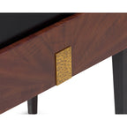 Beverly 1 Drawer Bedside Table - Brown Wood & Hammered Brass