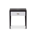 Malibu 1 Drawer Bedside Table - Black Satin Veneer & Hairline White