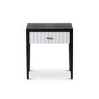 Malibu 1 Drawer Bedside Table - Black Satin Veneer & Hairline White