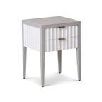 Malibu 1 Drawer Bedside Table - Grey Satin Veneer & Hairline White