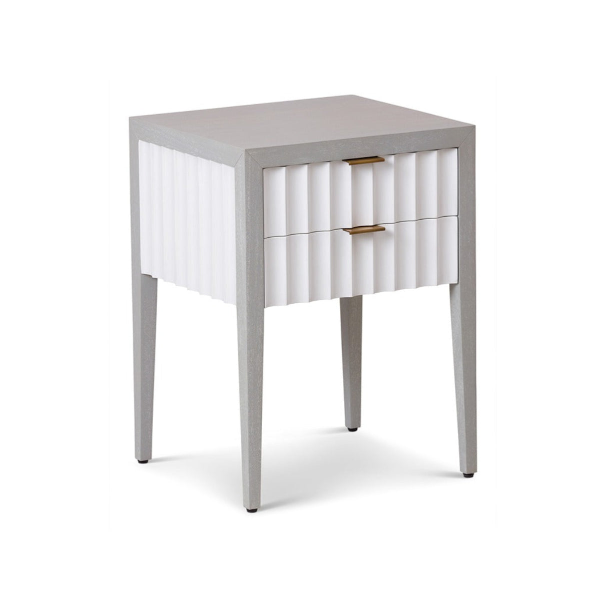 Malibu 1 Drawer Bedside Table - Grey Satin Veneer & Hairline White