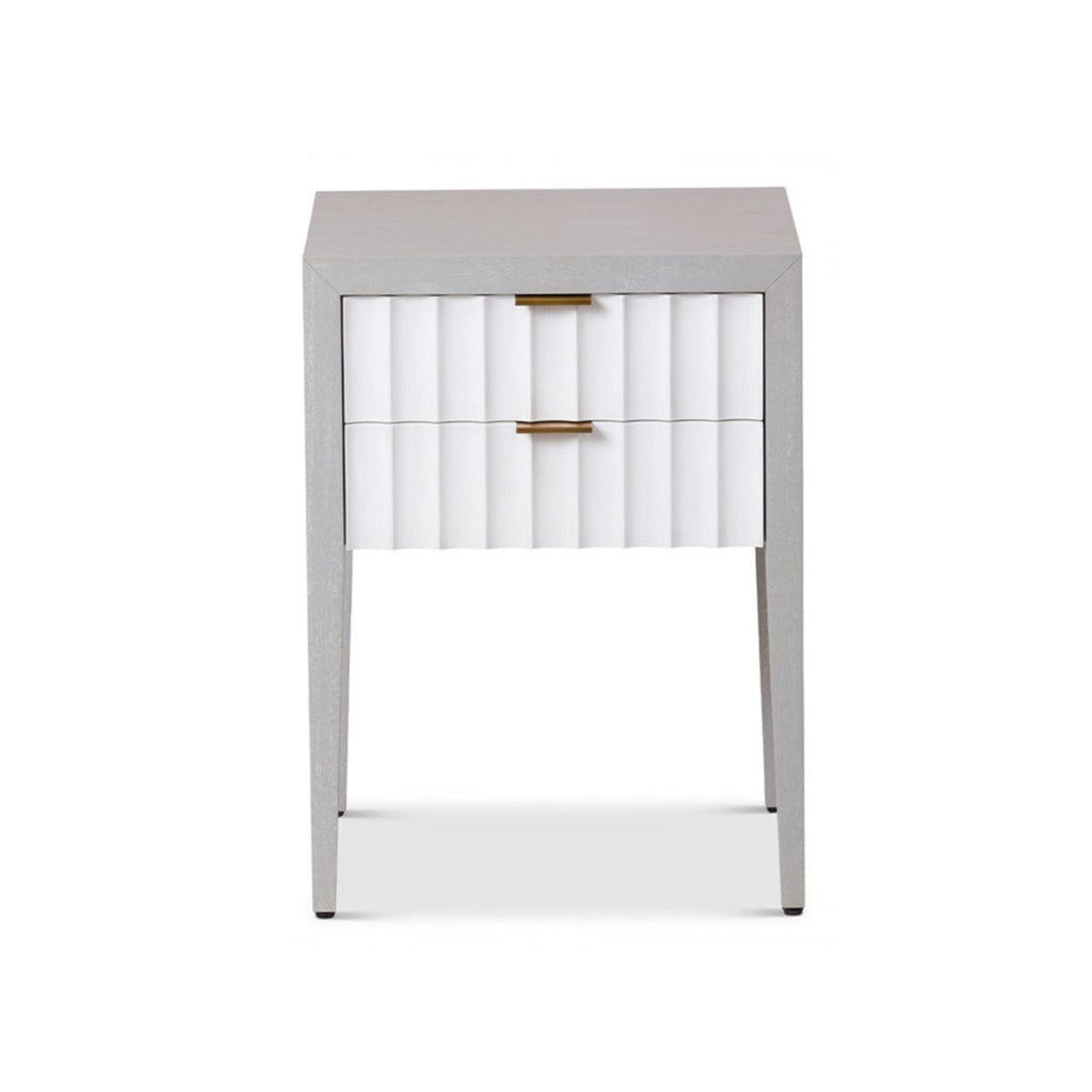 Malibu 1 Drawer Bedside Table - Grey Satin Veneer & Hairline White