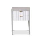 Malibu 1 Drawer Bedside Table - Grey Satin Veneer & Hairline White