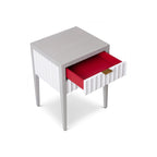 Malibu 1 Drawer Bedside Table - Grey Satin Veneer & Hairline White