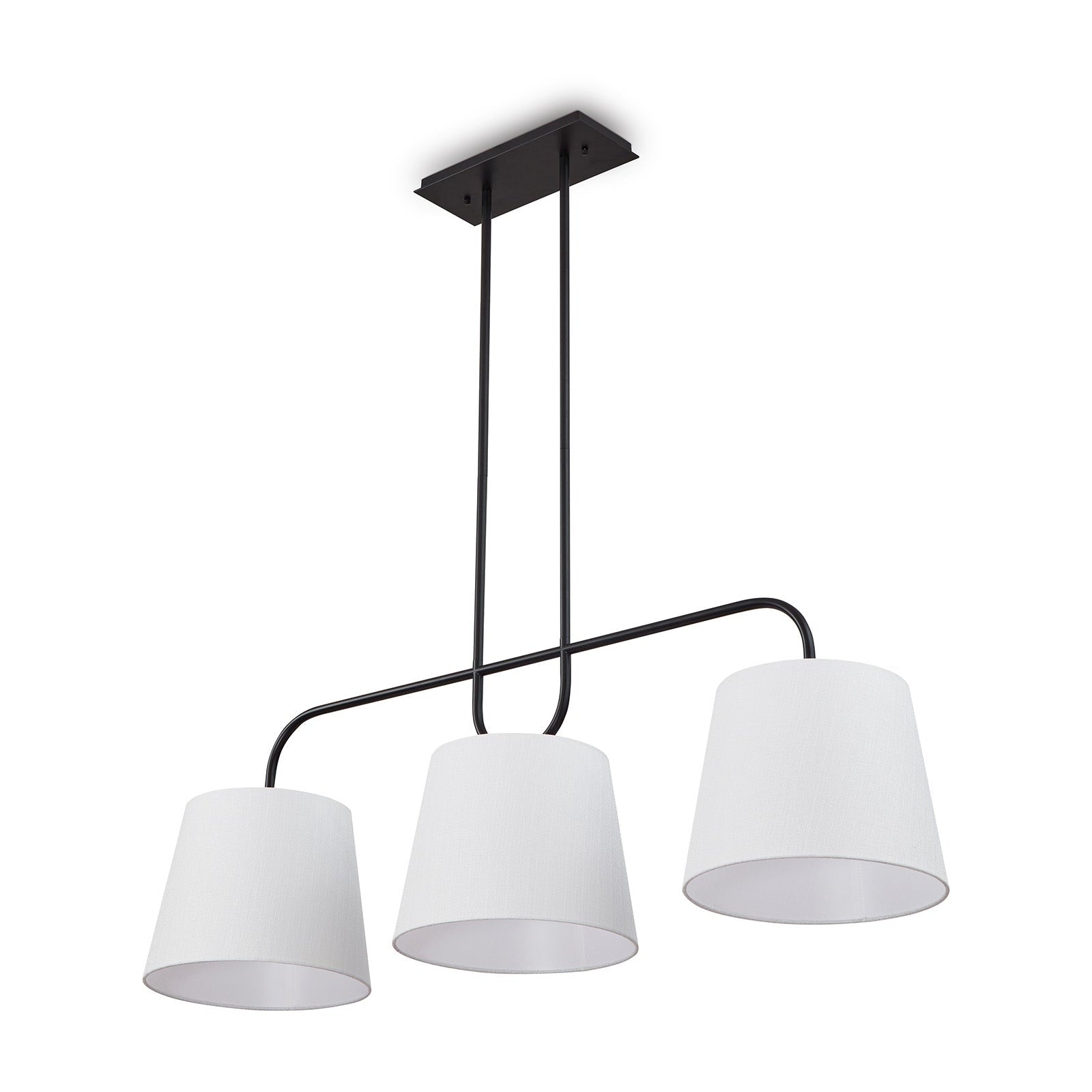 De Voir Pendant Lamp - Black Metal & White Linen