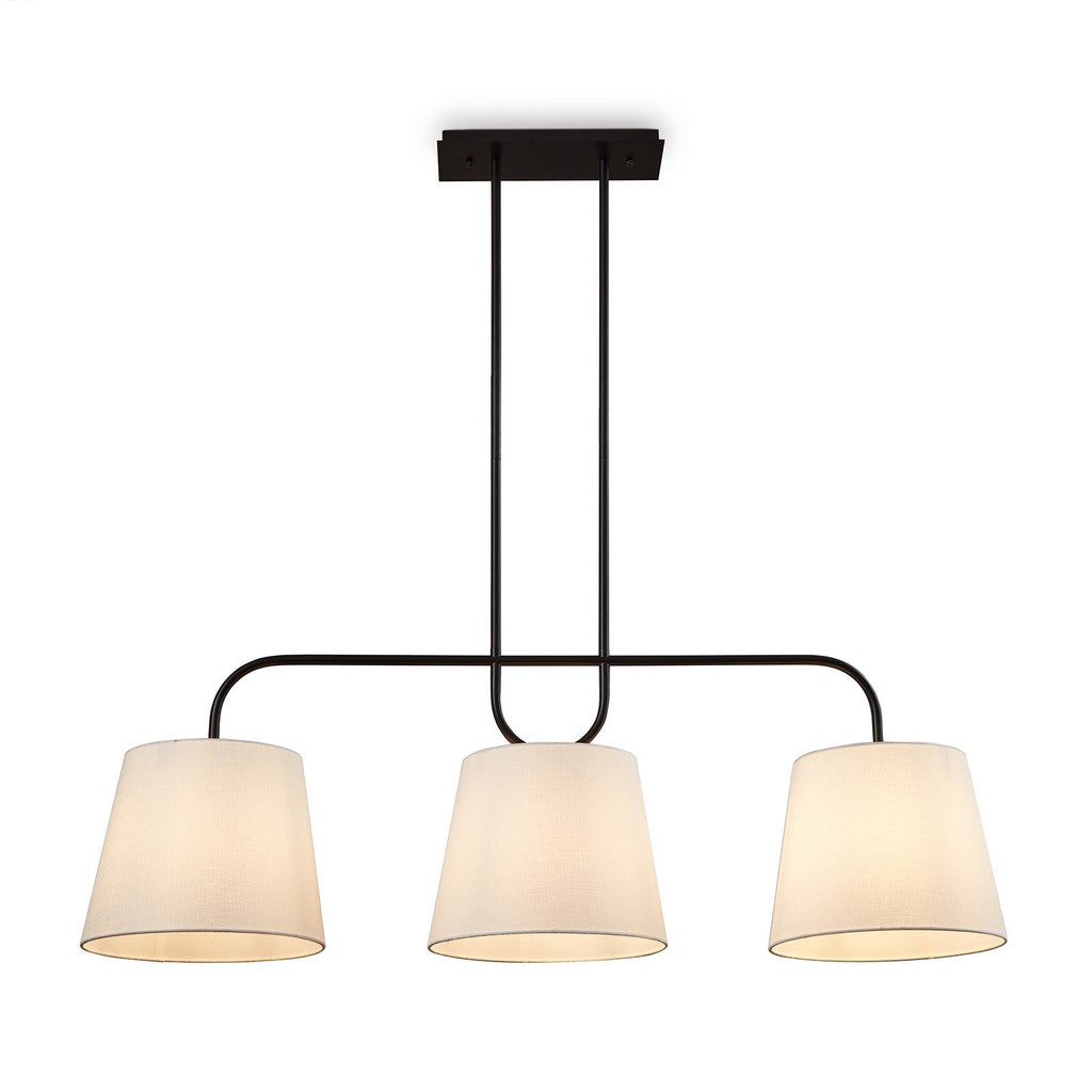 De Voir Pendant Lamp - Black Metal & White Linen
