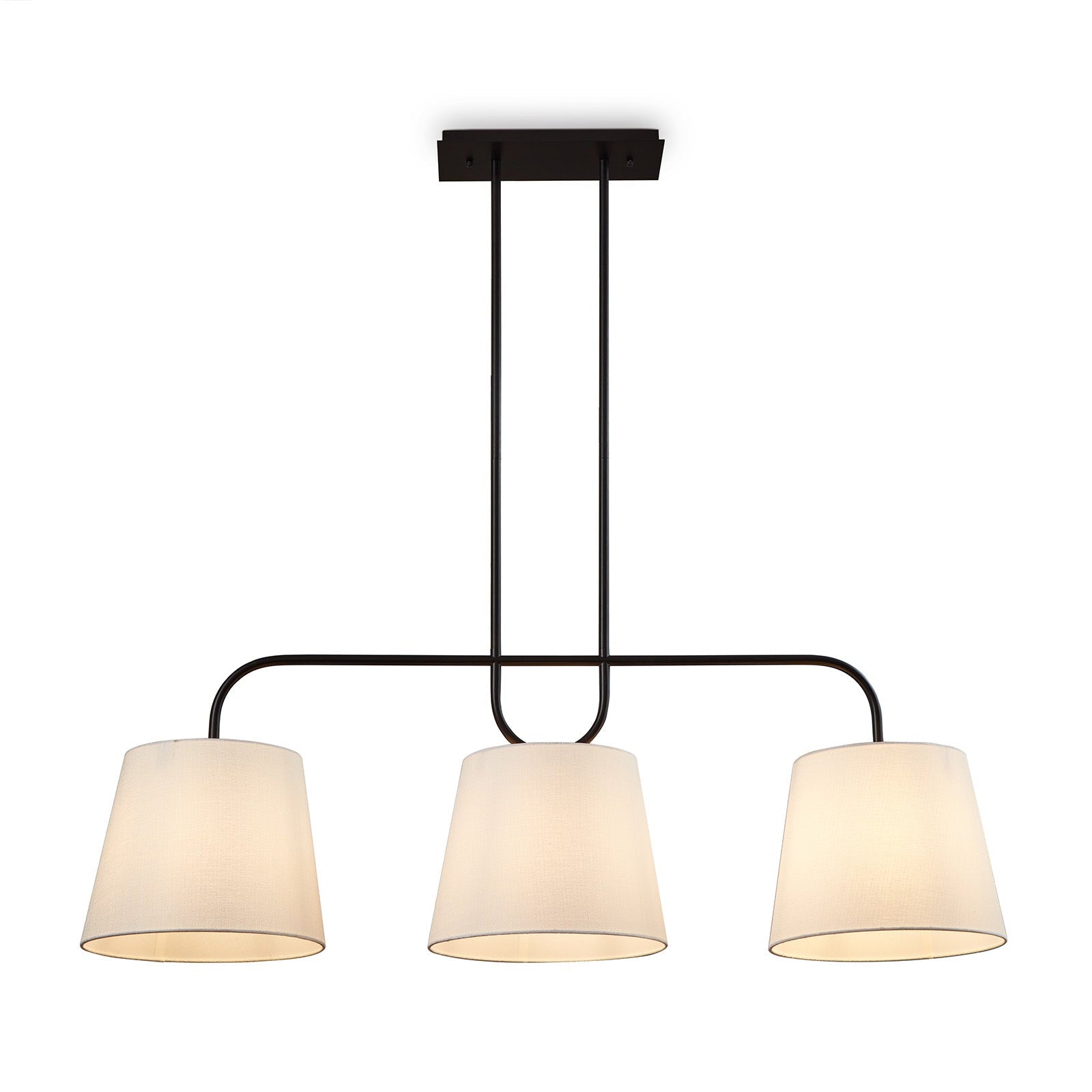 De Voir Pendant Lamp - Black Metal & White Linen
