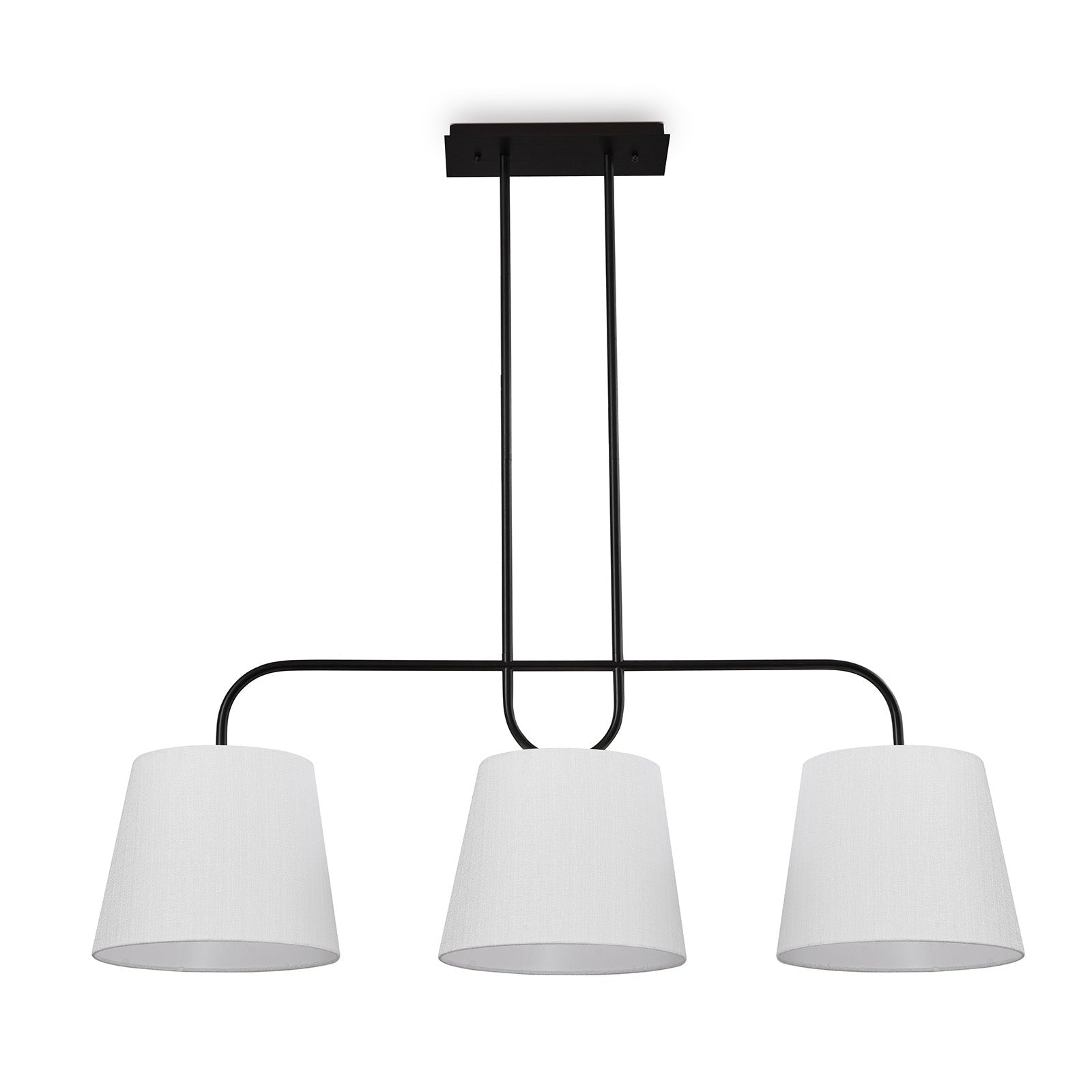 De Voir Pendant Lamp - Black Metal & White Linen