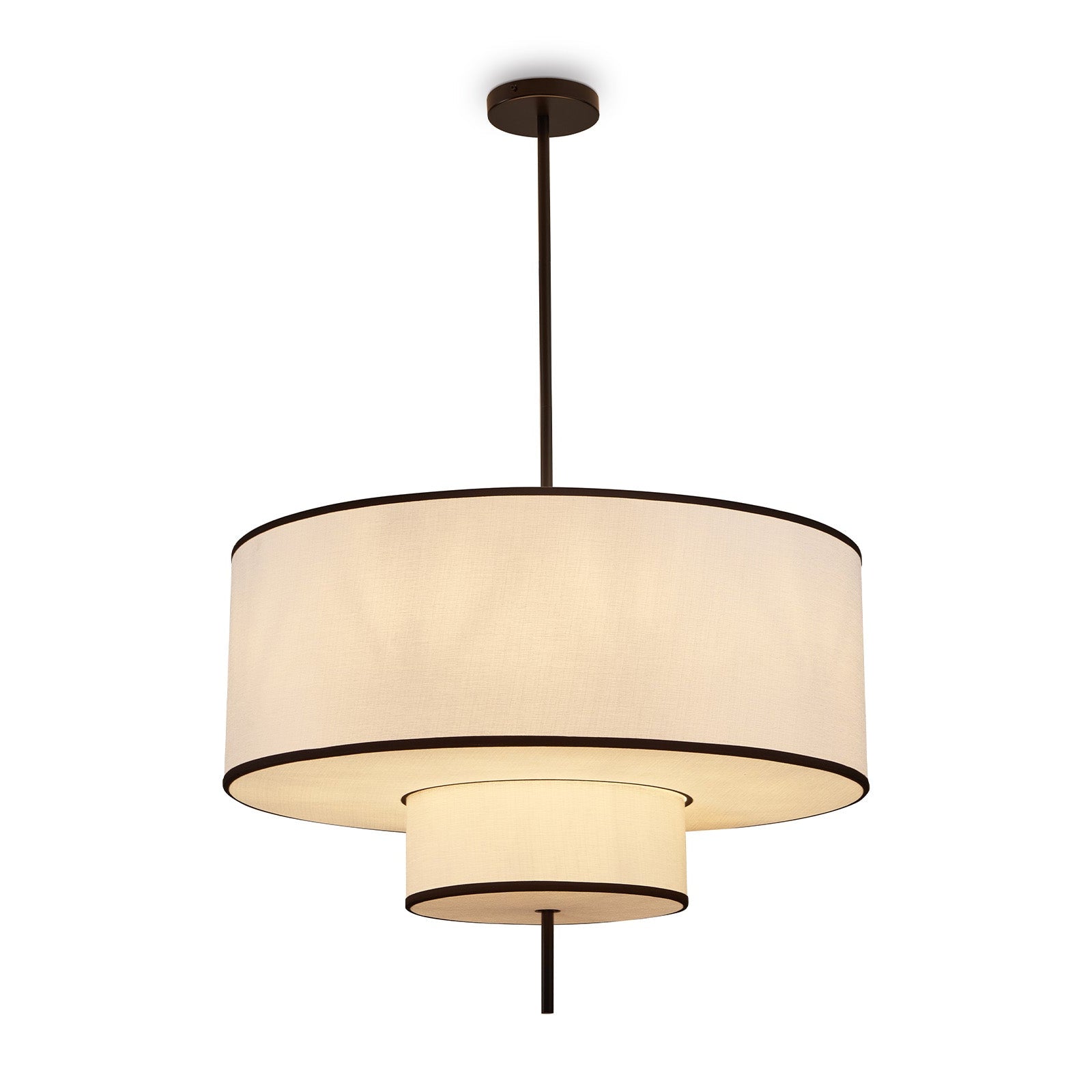 Aris Pendant Lamp - Black Metal & White Linen