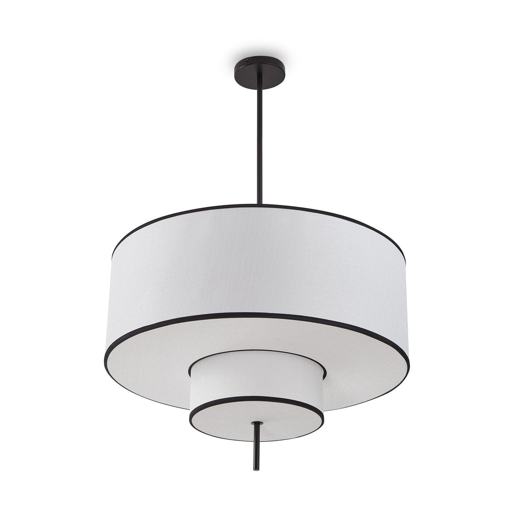 Aris Pendant Lamp - Black Metal & White Linen