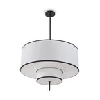 Aris Pendant Lamp - Black Metal & White Linen
