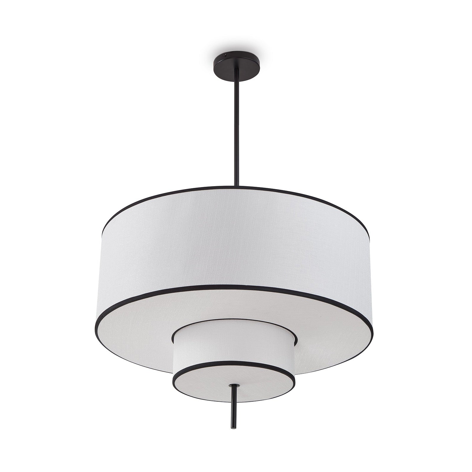 Aris Pendant Lamp - Black Metal & White Linen