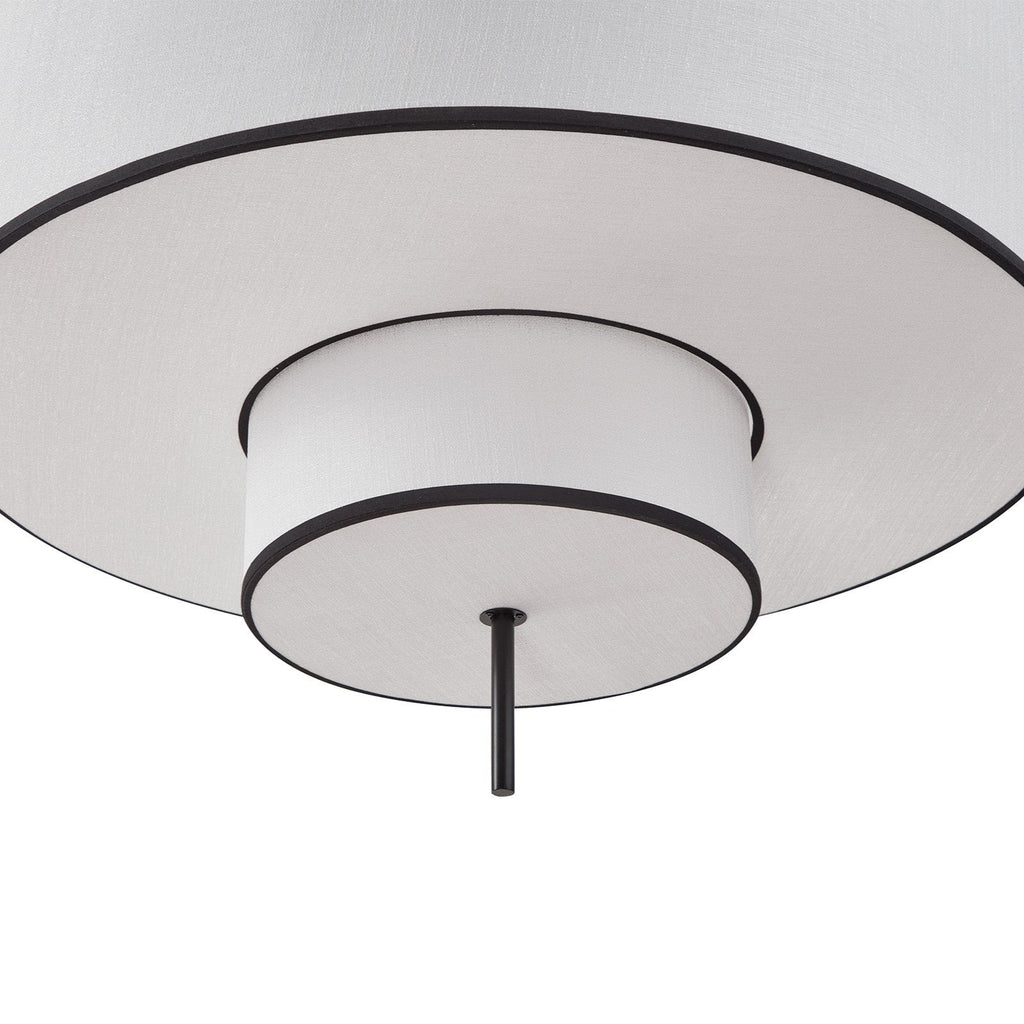 Aris Pendant Lamp - Black Metal & White Linen