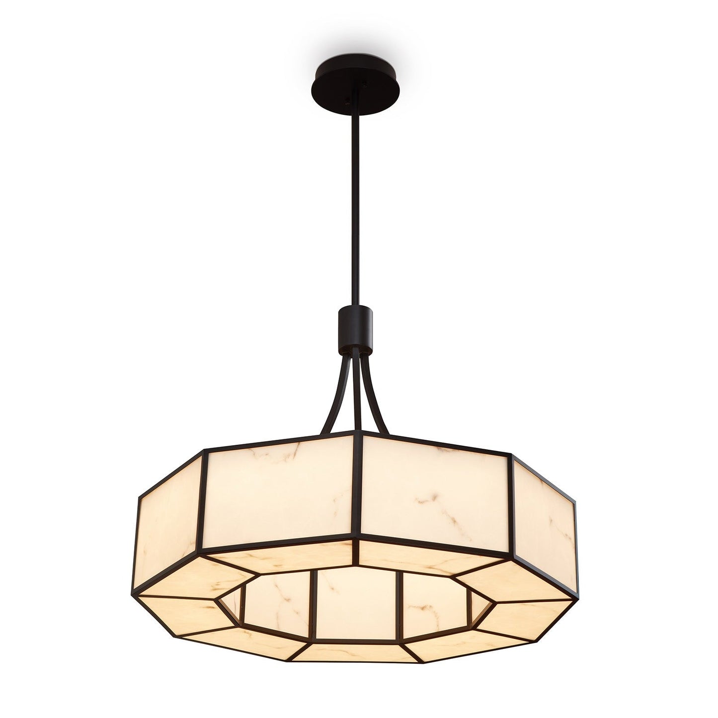 Allen Pendant Lamp - Black Metal & Alabaster Effect