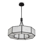 Allen Pendant Lamp - Black Metal & Alabaster Effect