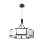 Allen Pendant Lamp - Black Metal & Alabaster Effect