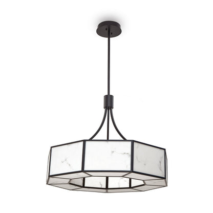 Allen Pendant Lamp - Black Metal & Alabaster Effect
